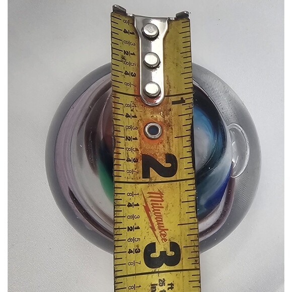 Rollin Karg Hand Blown Multi-Colored Swirl Studio Art Glass Paperweight Decor 2" - Picture 9 of 11